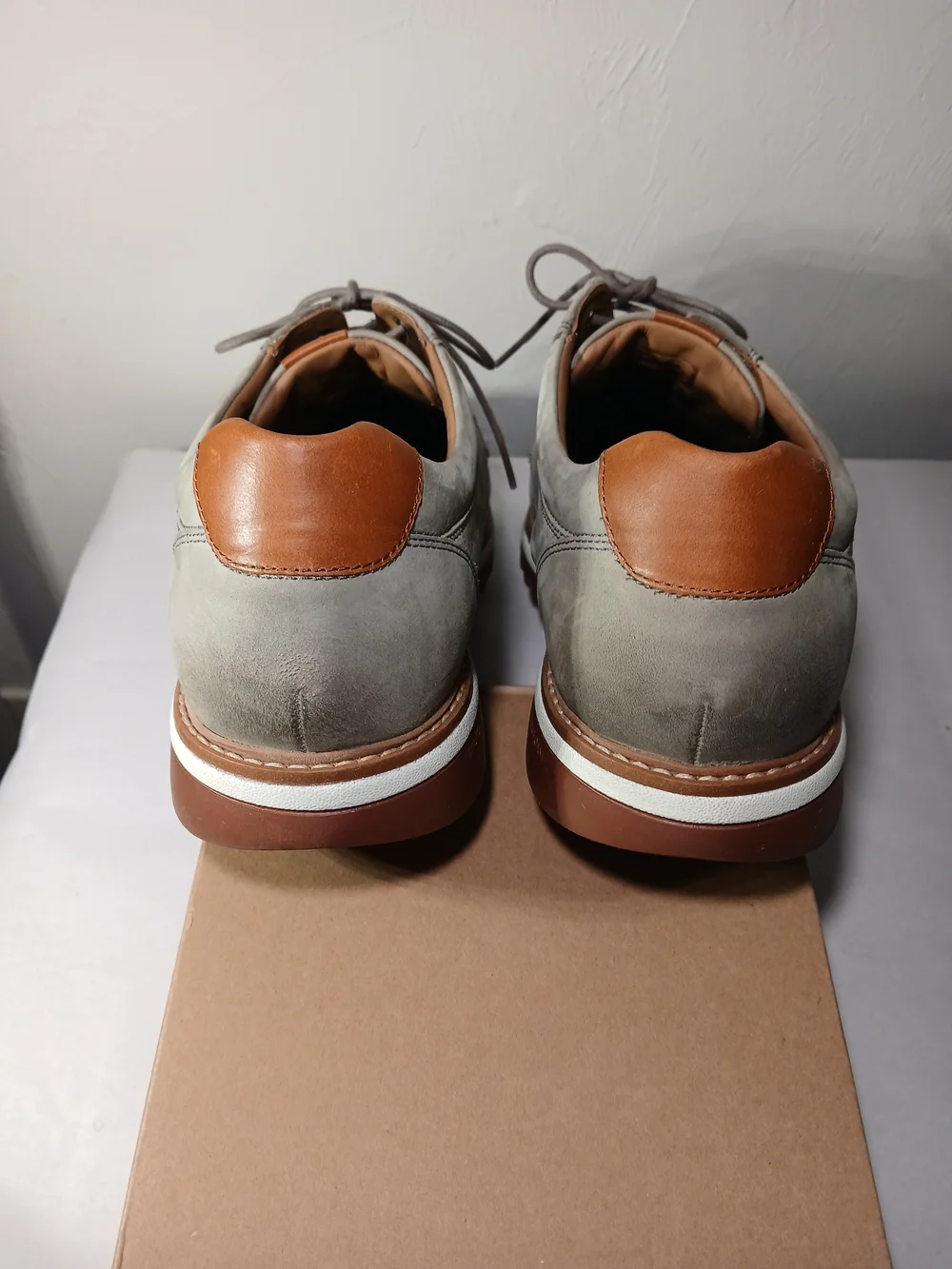 Johnston & Murphy Truform Men's 10W Braydon Plain Toe Lace-Up Gray Derby Shoes